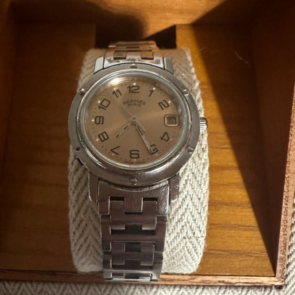 Hermes Silver and Tan Jewelry Watch with Stainless Steel Case. Clipper CL4 210 - Picture 11 of 15